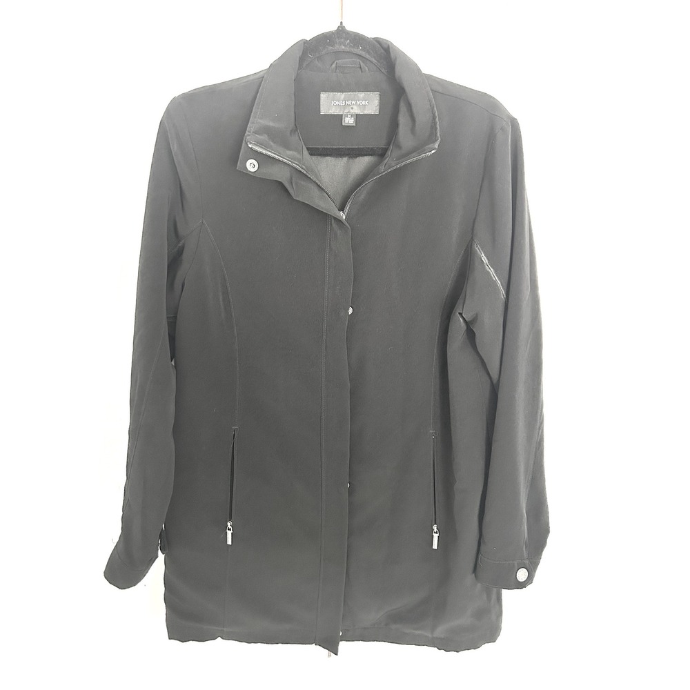 Jones New York Womens Black Softshell Zip Up Jacket Z27728-FB Size M